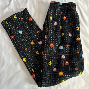 Men's Pac-Man Plush Fleece Pajama Bottoms Size Medium